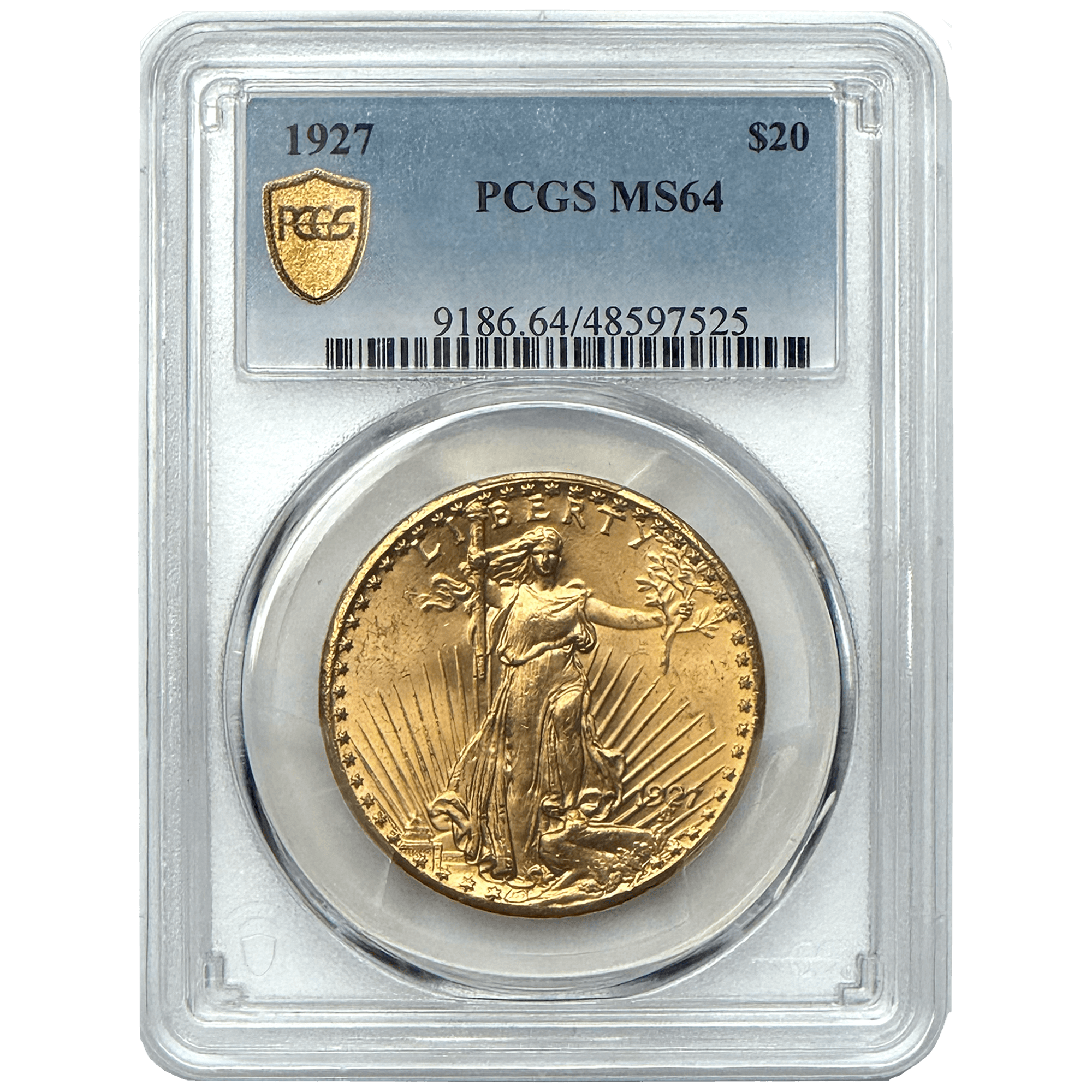 How many $20 St. Gaudens coins exist in the MS64 grade?